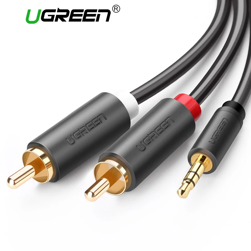 Кабель Ugreen со штекером 2rca на штекер 3 5 мм с позолоченным разъемом Аудиокабели rca