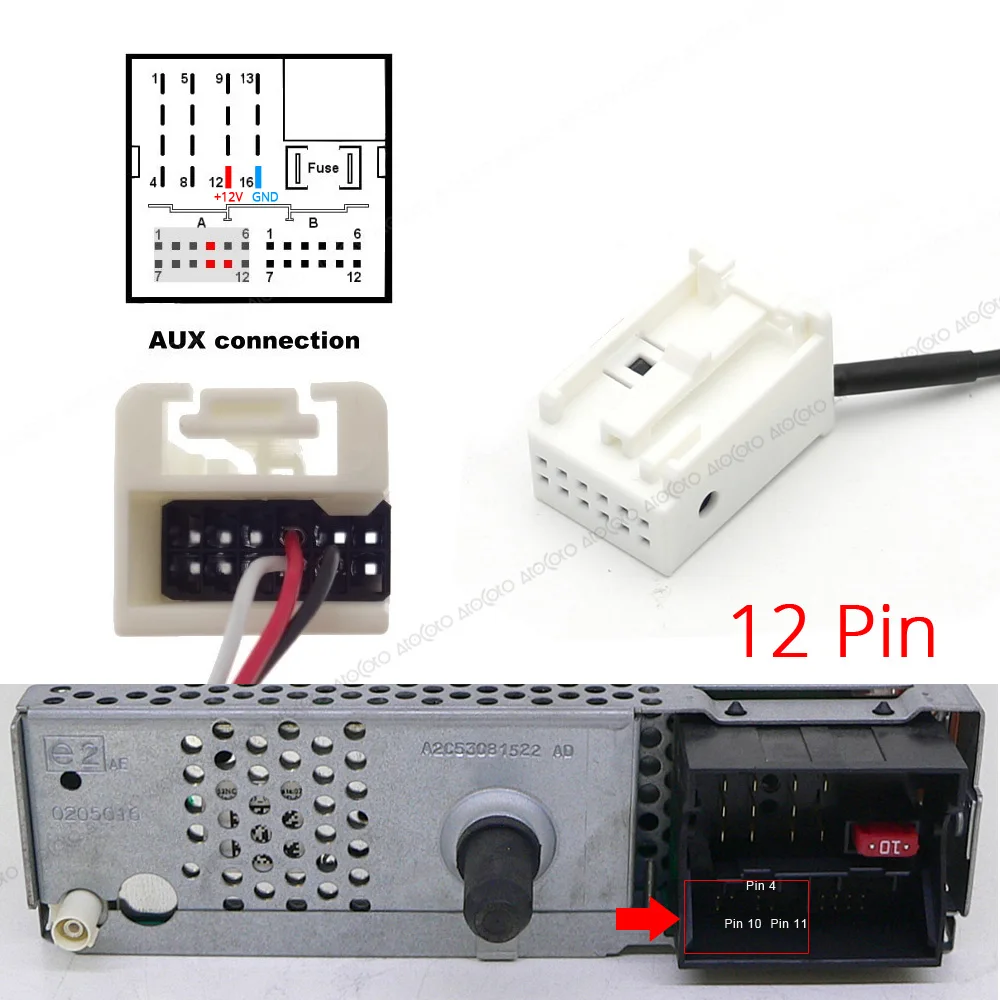 Автомобильный Bluetooth Aux приемник для peugeot 307 407 RD4 Радио Стерео 12 контактный кабель адаптер Беспроводной аудио Вход для Citroen C2 C3