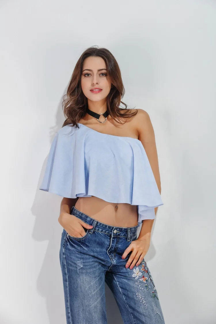 2017 blusas Одно плечо блузка рубашка женщины топы Лето irregural сорочка femme Элегантный