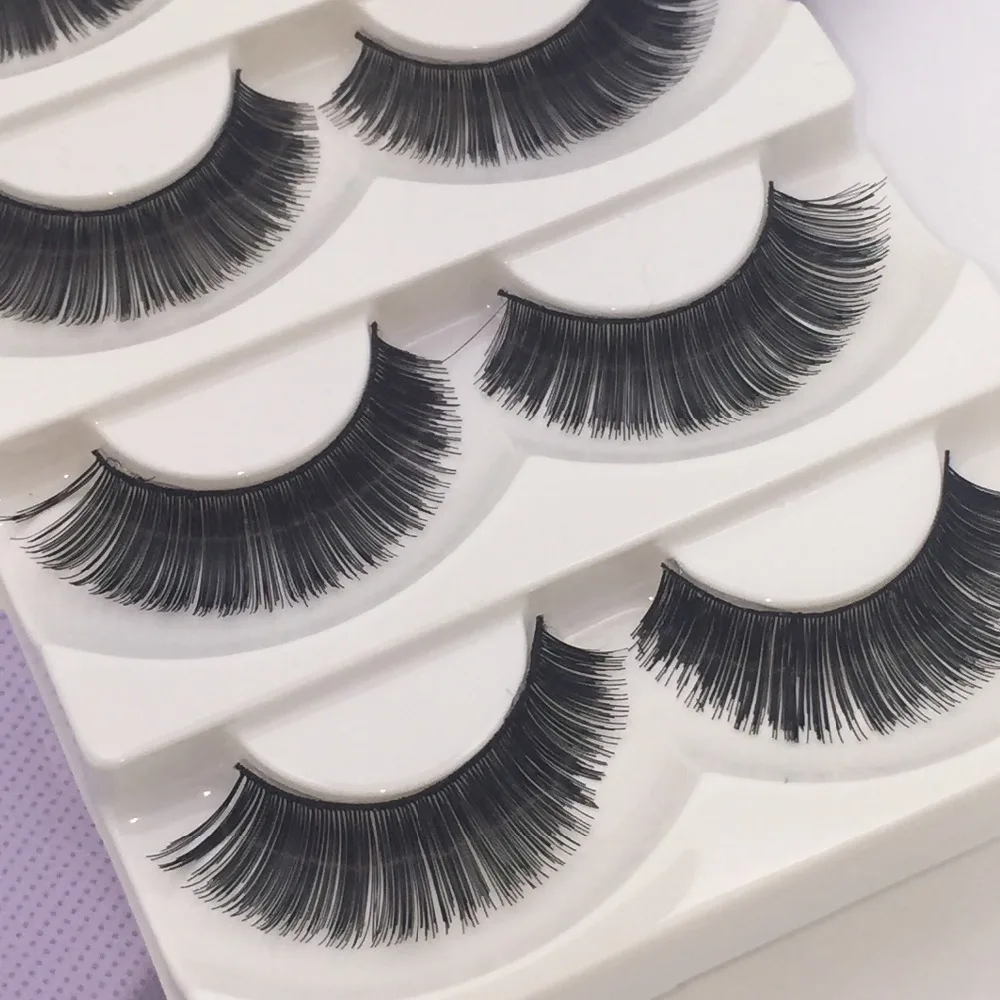 Красота Инструменты 5 пар натуральные длинные толстые черные Накладные ресницы