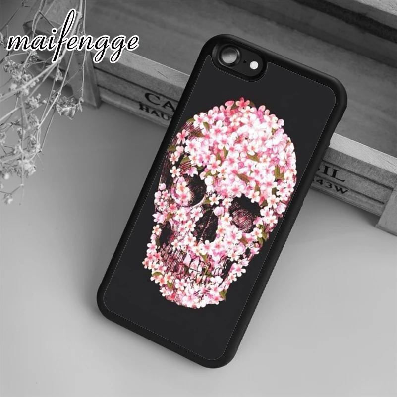Чехол maifengge с цветами кристаллами черепом головой для iPhone 5 6 6s 7 8 plus X XR XS max 11 12 Pro