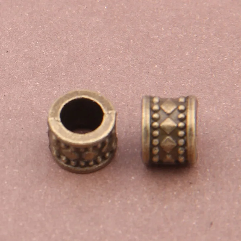 Antique Bronze 50 шт./лот, 6 мм, тибетская Серебряная бронзовая подвеска, бусины для ювелирных изделий, винтажные металлические бусины с большим отверстием, подходят для браслета, ожерелья, изготовления ювелирных изделий - Цвет: Antique Bronze