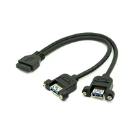 usb 3 0 dual ports a female screw mount type to motherboard 20pin header cable black color