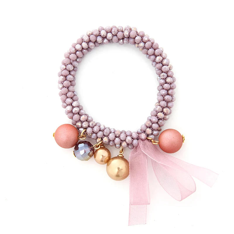 purple INKDEW модные шелковые ленты Бусины Strand браслеты для женщин подарок кристалл эластичные ручной работы многоцветные браслеты ювелирные изделия бохо - Окраска металла: purple