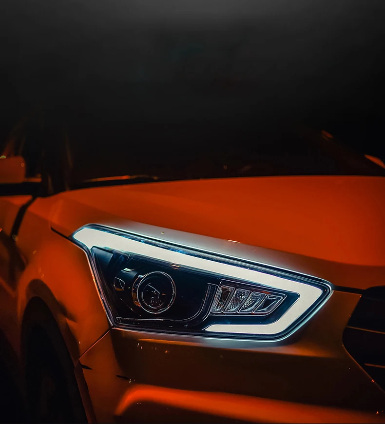 Автомобильный Стильный чехол на головную лампу для hyundai Creta IX25, фара Sentra, светодиодный фонарь DRL H7 D2H Hid, вариант биксенонового луча