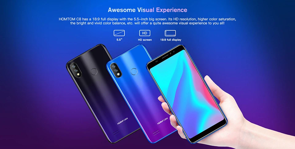 HOMTOM C8 4G мобильный телефон Android 8,1 2 Гб Оперативная память 16 Гб Встроенная память MT6739 4 ядра смартфон с двумя sim-картами 5," 640*1280 для сотового телефона