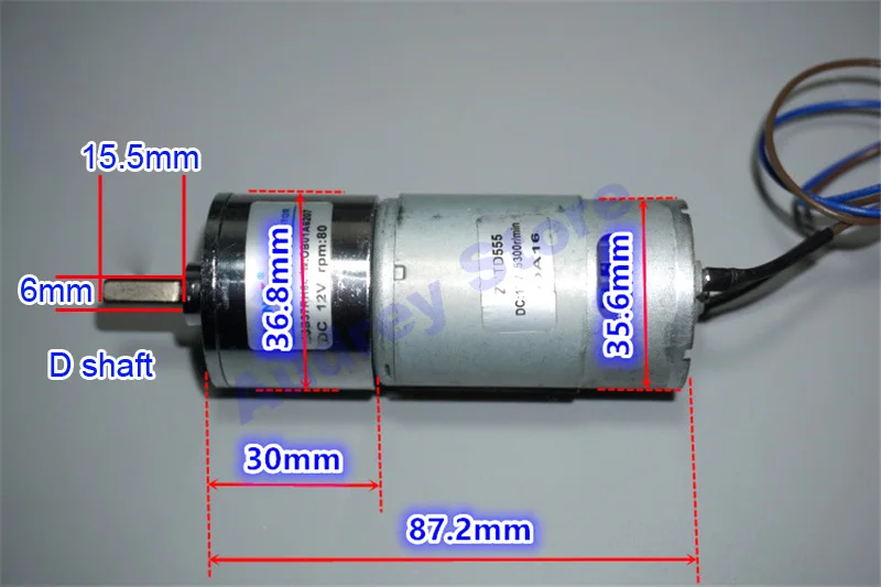 New ZGB37 DC5-12V Reduction Motor 80rpm 555 gear D shaft PWM speed regulation Positive inversion 64:1 | Обустройство дома