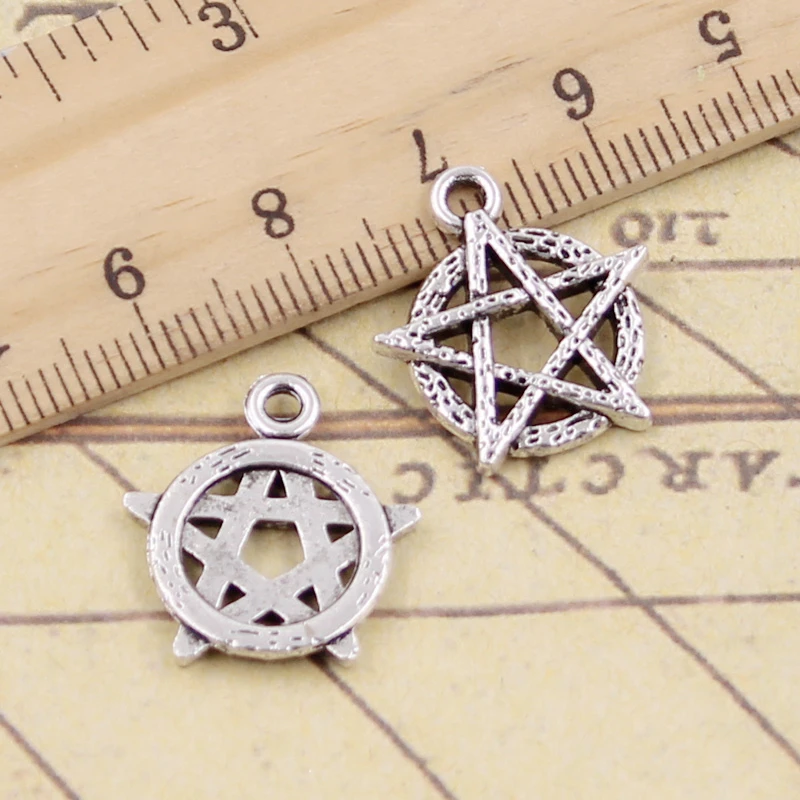 10 шт. подвески в форме звезды 19x18 мм|charm star|tibetan silver platedstar charm |