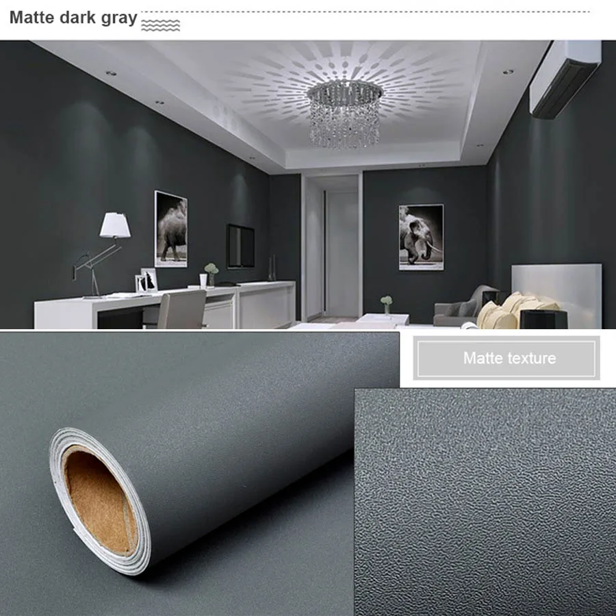Matte dark gray Современный Стиль Серый магазин одежды самоклеющиеся обои для гостиной настенные наклейки домашний декор сплошной цвет водонепроницаемый стикер на стену - Цвет: Matte dark gray