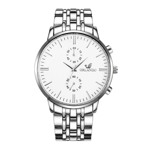 silver white Мужские часы от ведущего бренда, Роскошные мужские часы из нержавеющей стали, мужские часы, модные часы, reloj hombre relogio masculino erkek kol saati - Цвет: silver white