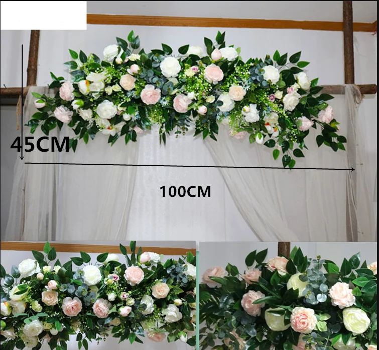 10 1 м 34 цвета искусственный ряд цветов Свадебный фон Арка Декор Цветочная композиция квадратный круглый павильон стенд церемония цветок стена - Цвет: 10