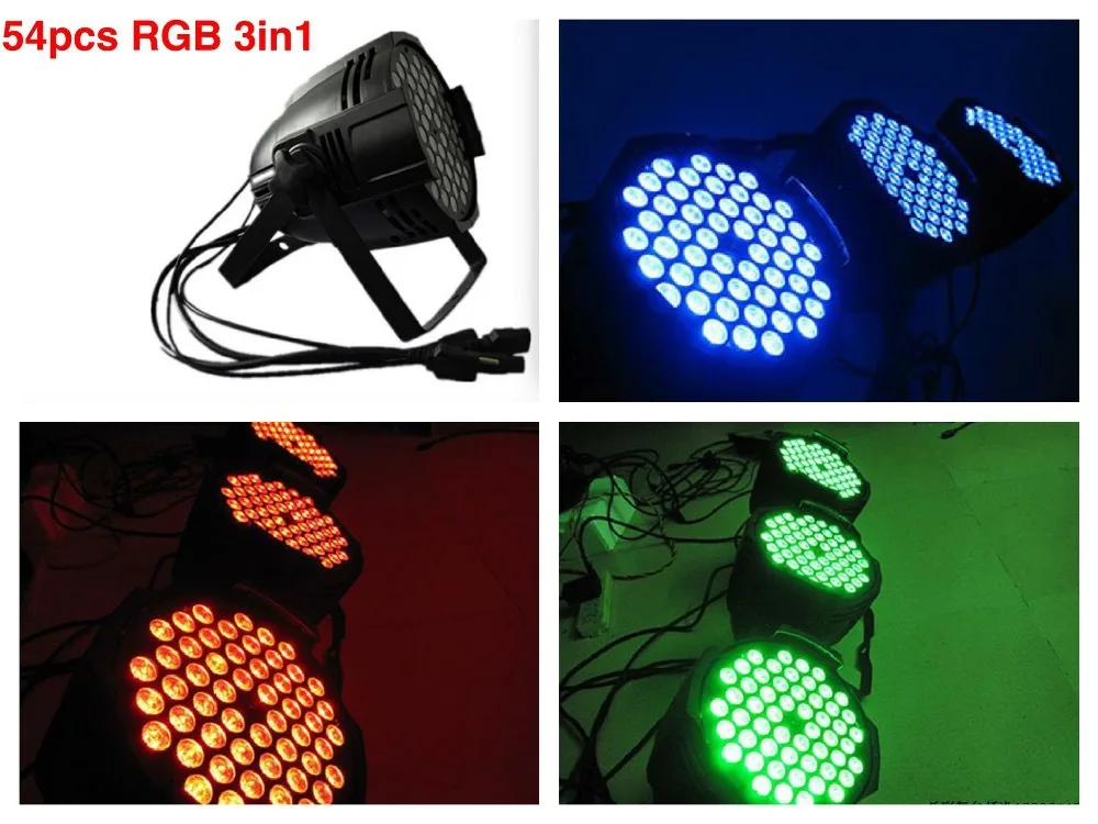 4pcs/lot RGB 3in1 LED par Light 54x3W Triple par64 rgb stage lights DMX hand in disco dj equipment | Лампы и освещение
