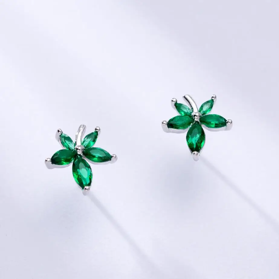 Серьги-капельки HRina из стерлингового серебра S925 пробы с зеленым цирконием и