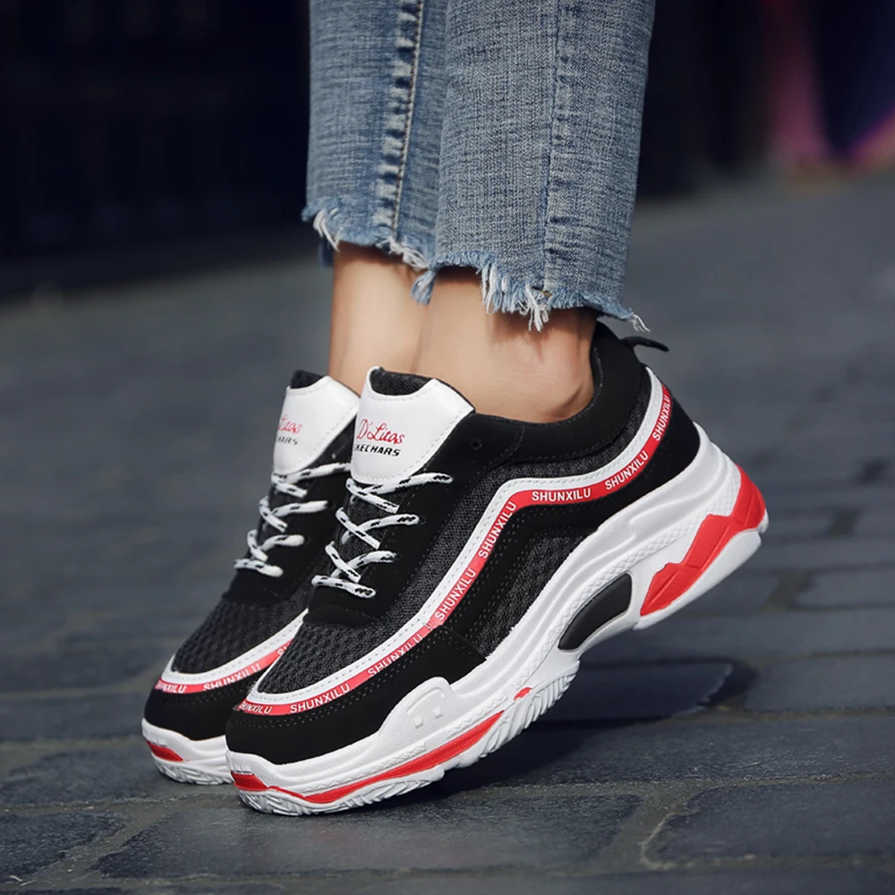 Running Shoes Women Sneakers 35-40 Breathable Light White Sport Woman Gym High Heel Jogging Walking Female | Спорт и развлечения