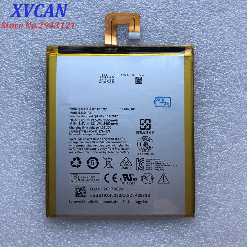 Оригинальный литий ионный аккумулятор для Lenovo 3550 мАч L13D1P31 LePad S5000 S5000H Pad A3500 Tablet PC tab