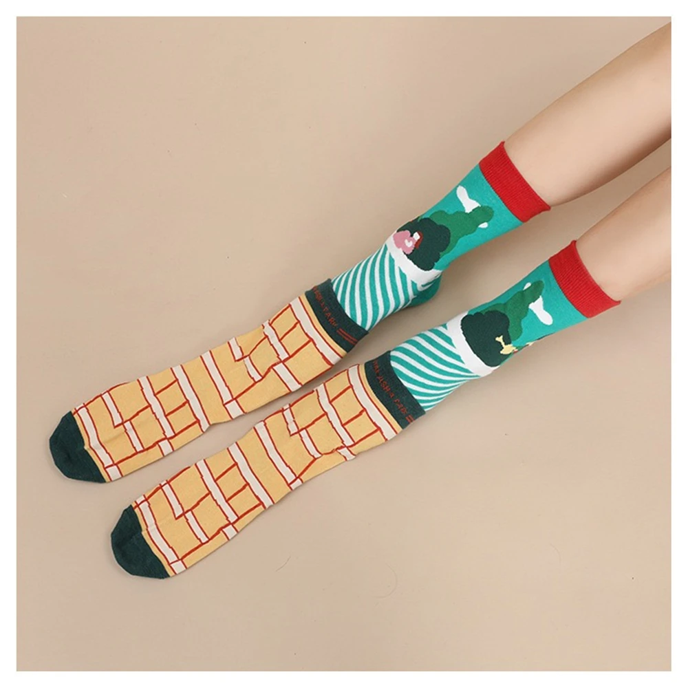 Женские весенне-летние хлопковые носки с героями мультфильмов Harajuku, модные оригинальные носки с рисунками из мультфильмов, счастливые носки