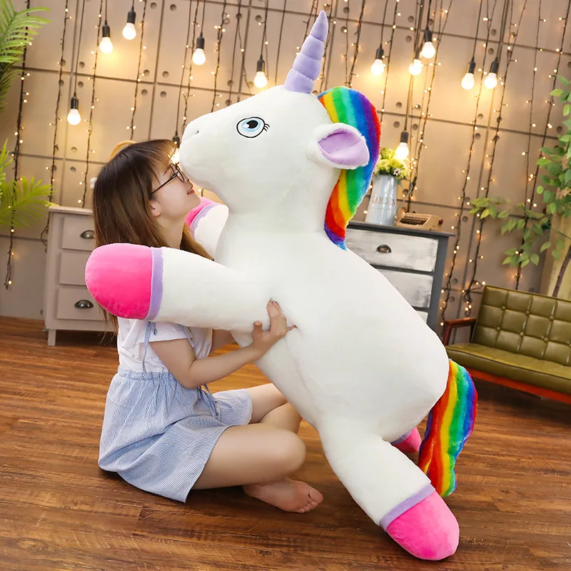 

Lovely 40-100cm Rainbow Unicorn Plush Toy Soft Stuffed Giant Size Unicornio Doll Animal Horse Christmas Gifts for Kids Children