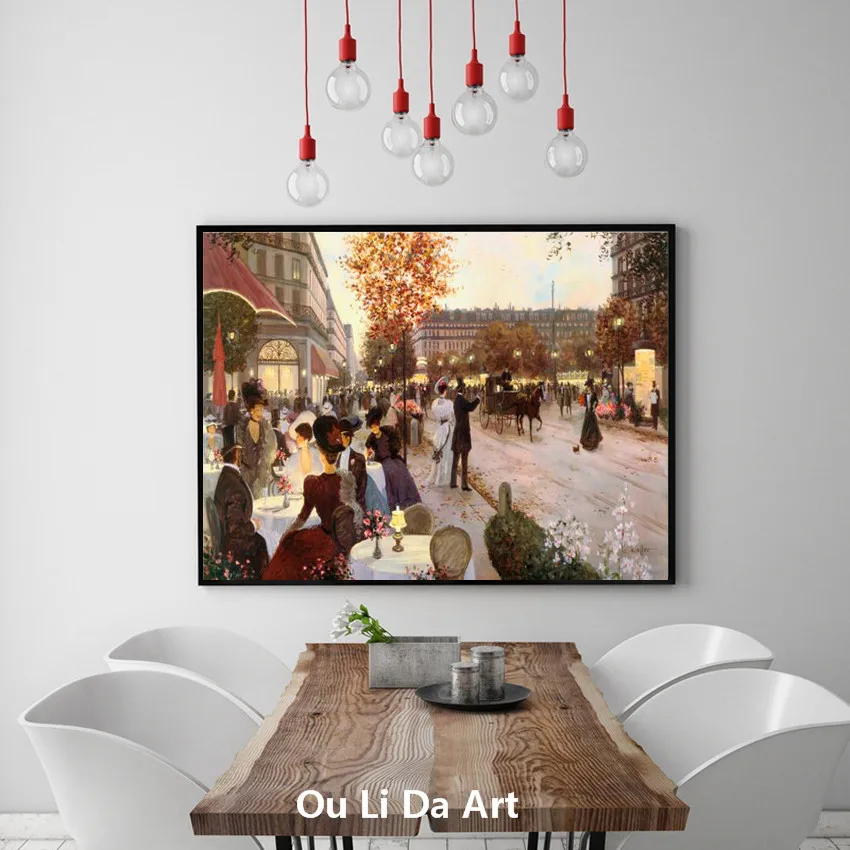 classical court figures city streets night scenery oil painting canvas printing printed on wall art decoration picture | Дом и сад
