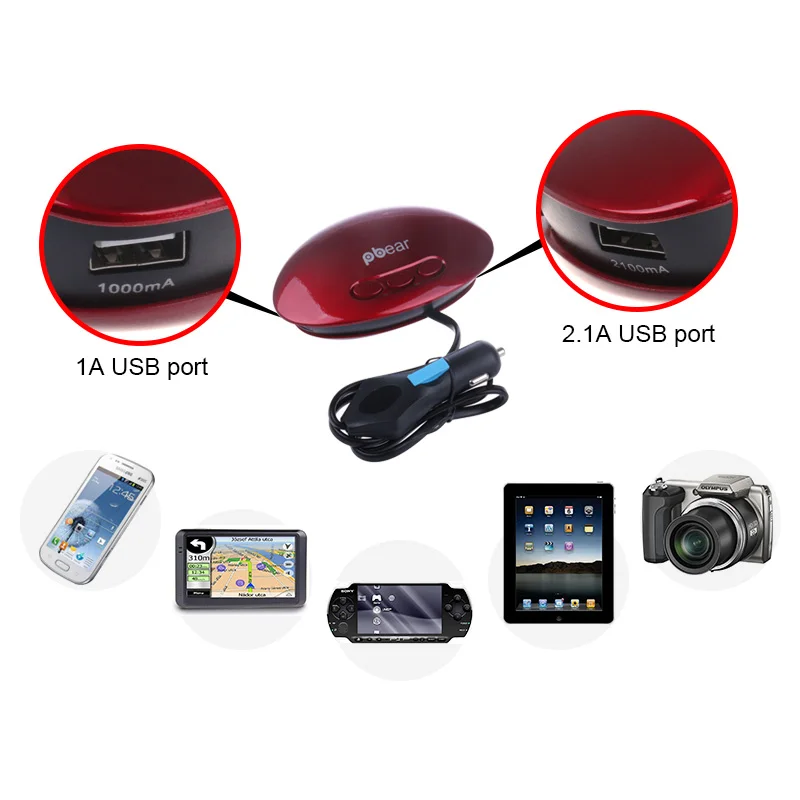 Автомобильный Адаптер Splitter 3 в 1 с Двумя портами USB Многофункциональный авто