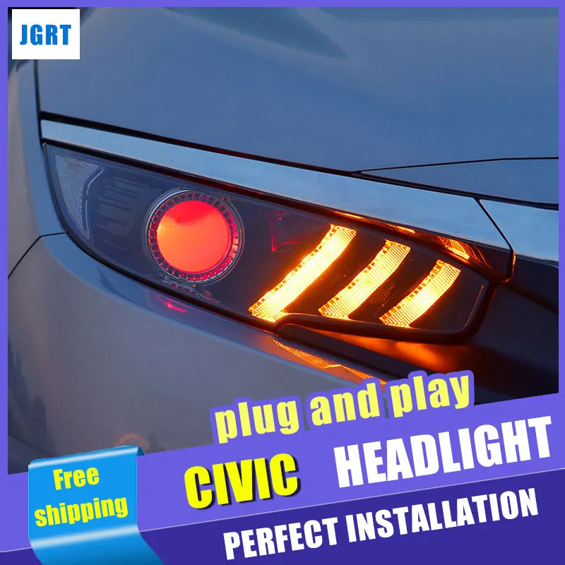2016-2017 для Honda civic фара в сборе светодиодный светильник би ксенон объектив h7 d2h с hid
