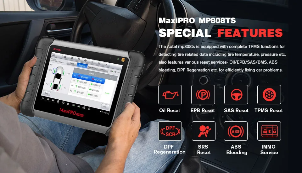 Autel MaxiPRO MP808TS OBDII Автомобильный диагностический инструмент OBD2 сканер OBD 2 код ридер как DS808 добавить TPMS Функции PK MS906