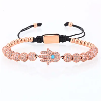 Men Bracelet/Rose Gold/Bracelets Pave Setting White CZ Ball Bracelet with 6mm 8mm Stainless Steel Bead Braided Luxury Jewelry - Окраска металла: style B