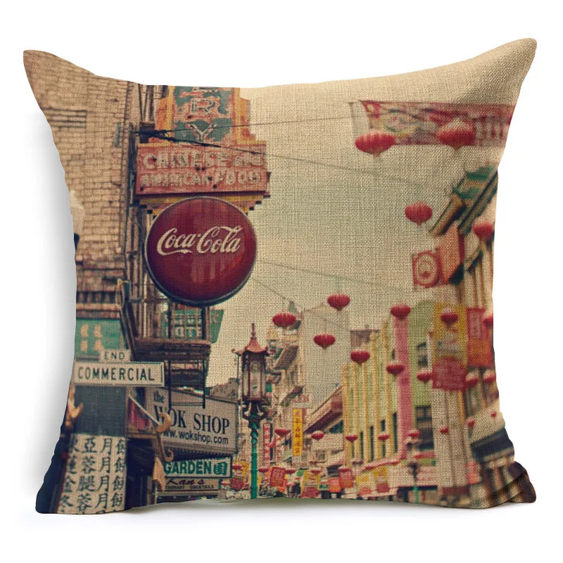 Retro Car Pattern Cotton Linen Throw Pillow Cushion Cover Seat Home Decoration Sofa Decor Pillowcase | Дом и сад