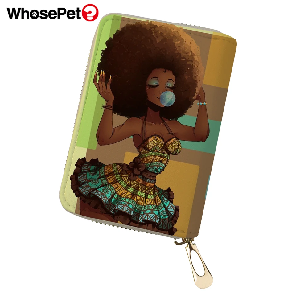 WHOSEPET Travel Wallet Case Coin Purse African Girls Prints Women PU Leather ID Card Cover Mini Business Holder for Ladies | Багаж и сумки