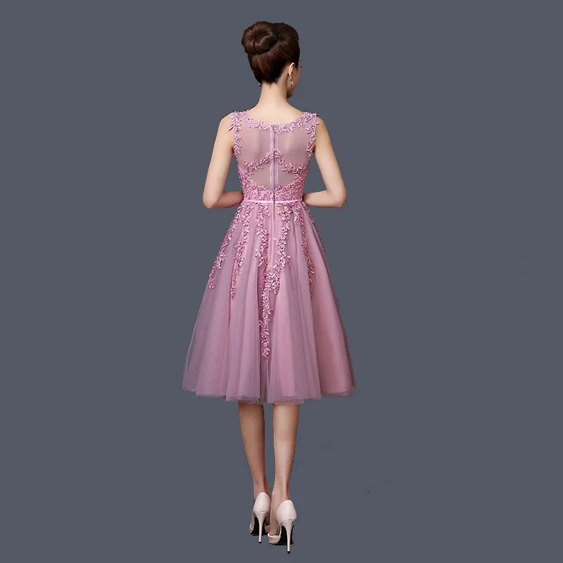 XFYH2316 # розовые кружевные Короткие Выпускные платья подружки невесты потрясающий