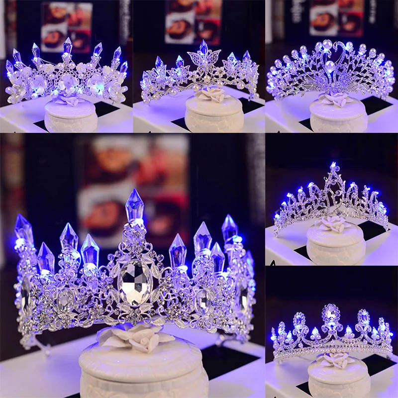 

Bridal Crown LED Light Crowns for Women Wedding Bride Hair Accessories Tiaras and Crowns for Girl Birthday Queen Crown Headpiece