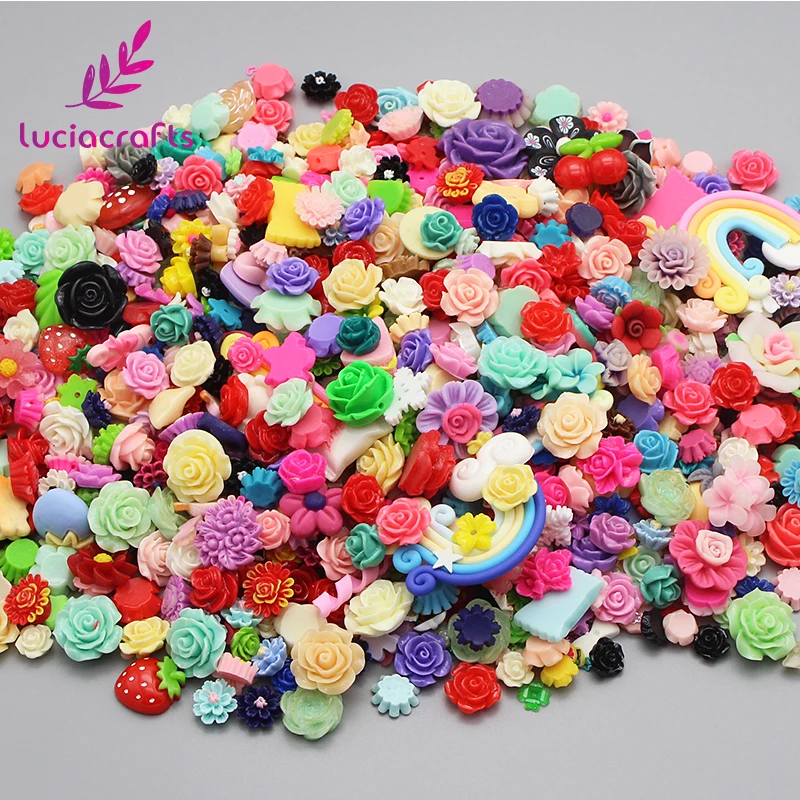 Lucia crafts 50g(Approx 100pcs) Random mixed size/shape Flat Base Resin craft DIY Accessories Materials F0612 | Дом и сад