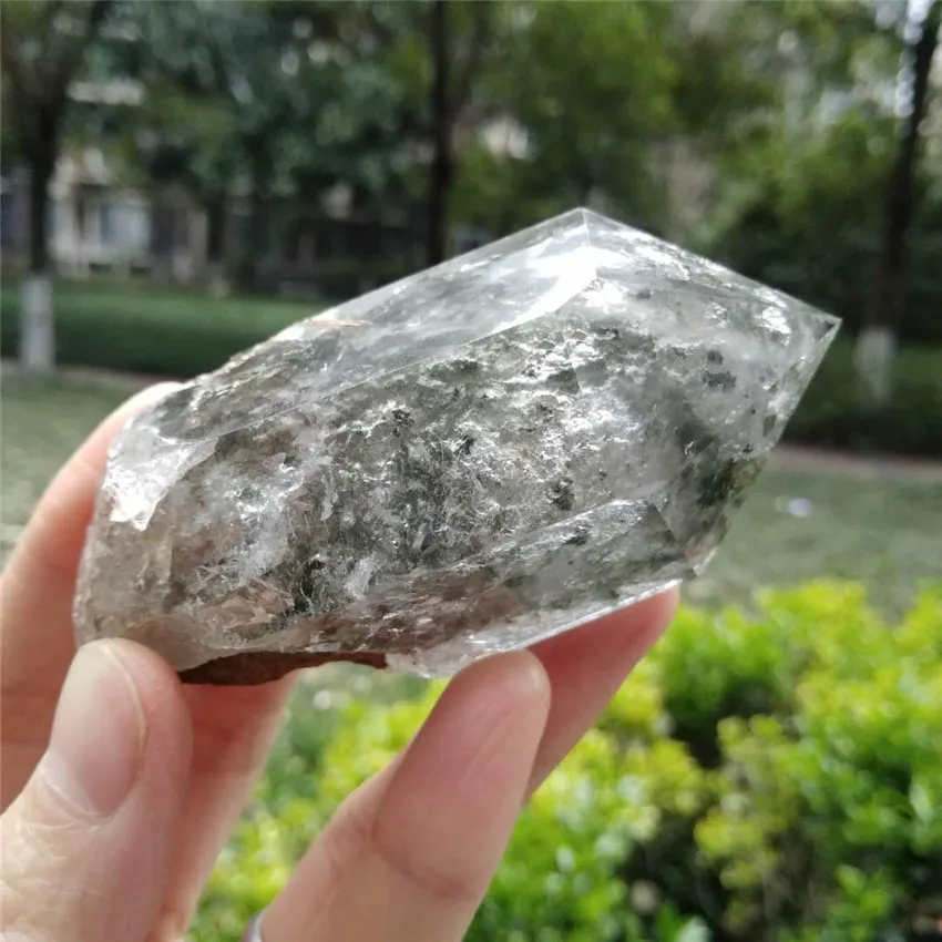 Потрясающий призрак кварц палочка Phantom Himalaya живописный КРИСТАЛЛ ТОЧКА стоящий