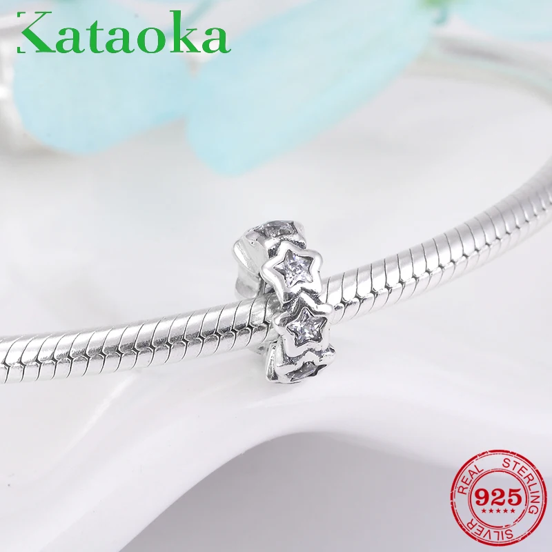 Горячая 925 пробы, серебро, прозрачный CZ, маленькая звезда, круглая форма, бусины, подходят к оригиналу Pandora, очаровательный браслет, изготовление украшений