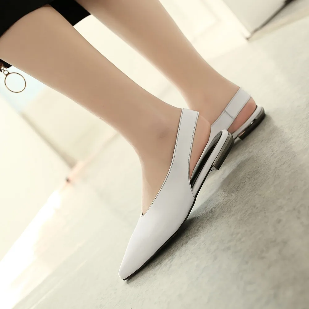 Женские босоножки на плоской подошве из натуральной кожи с ремешком пятке