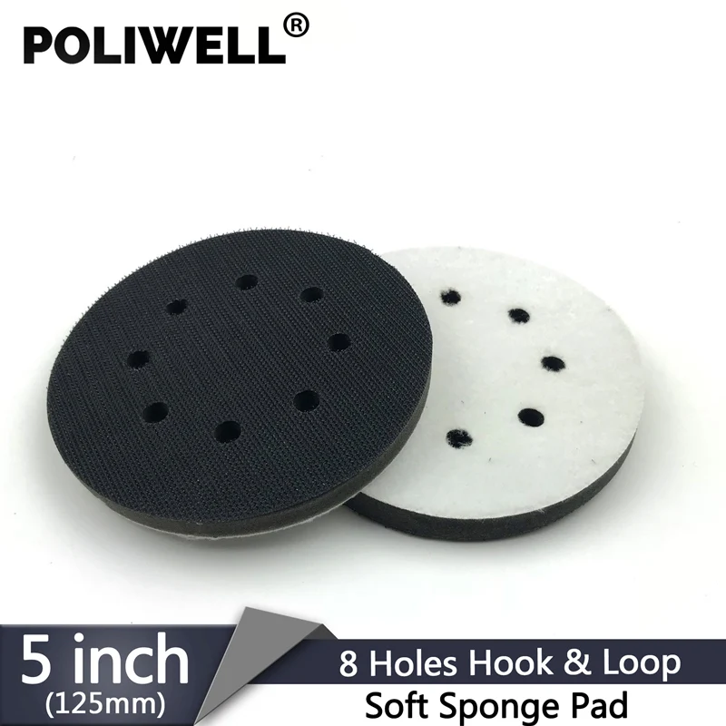 POLIWELL 1 шт. 5 дюймовая шлифовальная губка с 8 отверстиями интерфейсная прокладка