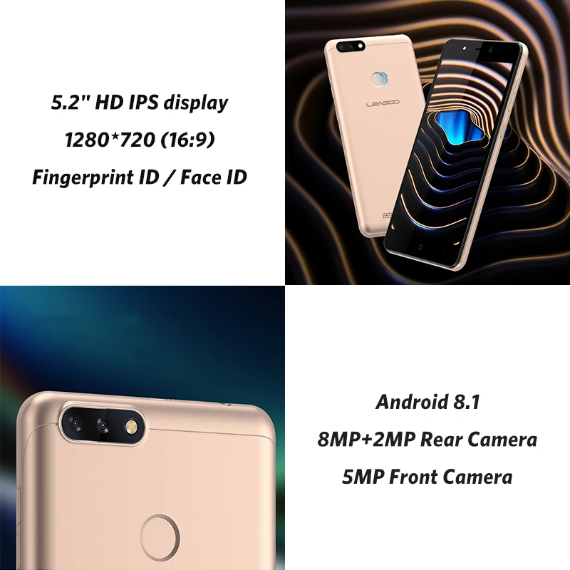 LEAGOO power 2 Pro GB 16 мобильный телефон Android 8 1 5 &quotHD MTK6739 четырехъядерный распознавание
