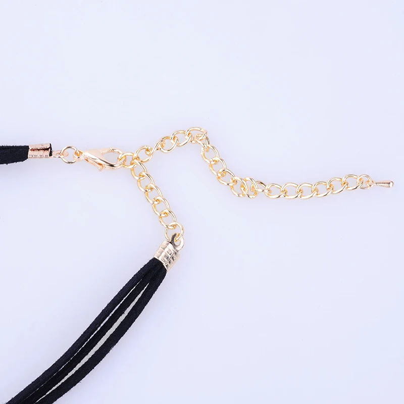 Горячие продажи многослойных black leather choker ожерелье готический простой цинковый