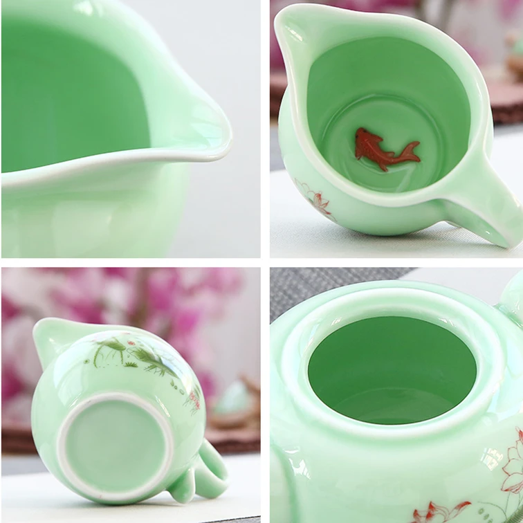 Чайный сервиз longquan celadon фарфоровые чашки для чайной церемонии кунг фу Горшочек