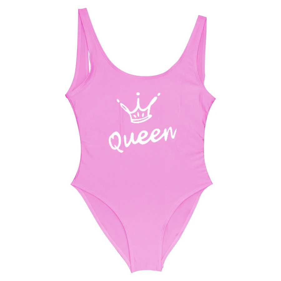 Слитный купальник с надписью Queen Crown для женщин сексуальный купальный костюм со