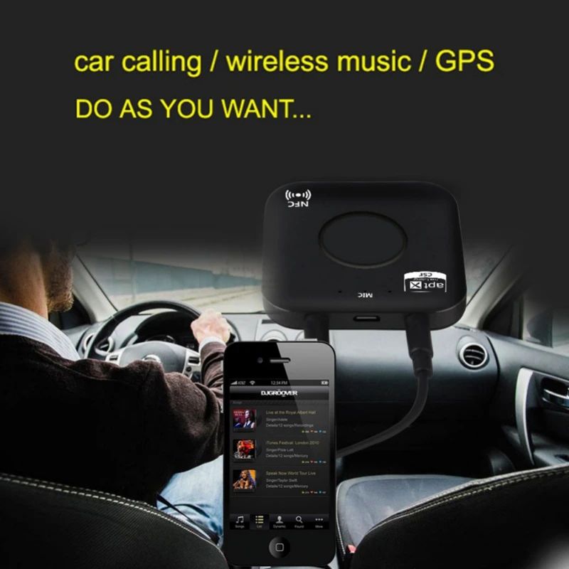 AUX Out for Phones iPad PC TV Wireless Bluetooth Transmitter and Receiver Adapter 4.2 Audio APT-X NFC CVC6.0 Built-in Microphone |