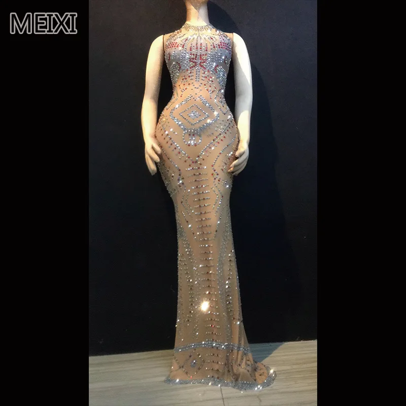 

Благородная кожа тон сетки Код шаблон горный хрусталь платье бар День Рождения Вечеринка концертный певец танцор костюм