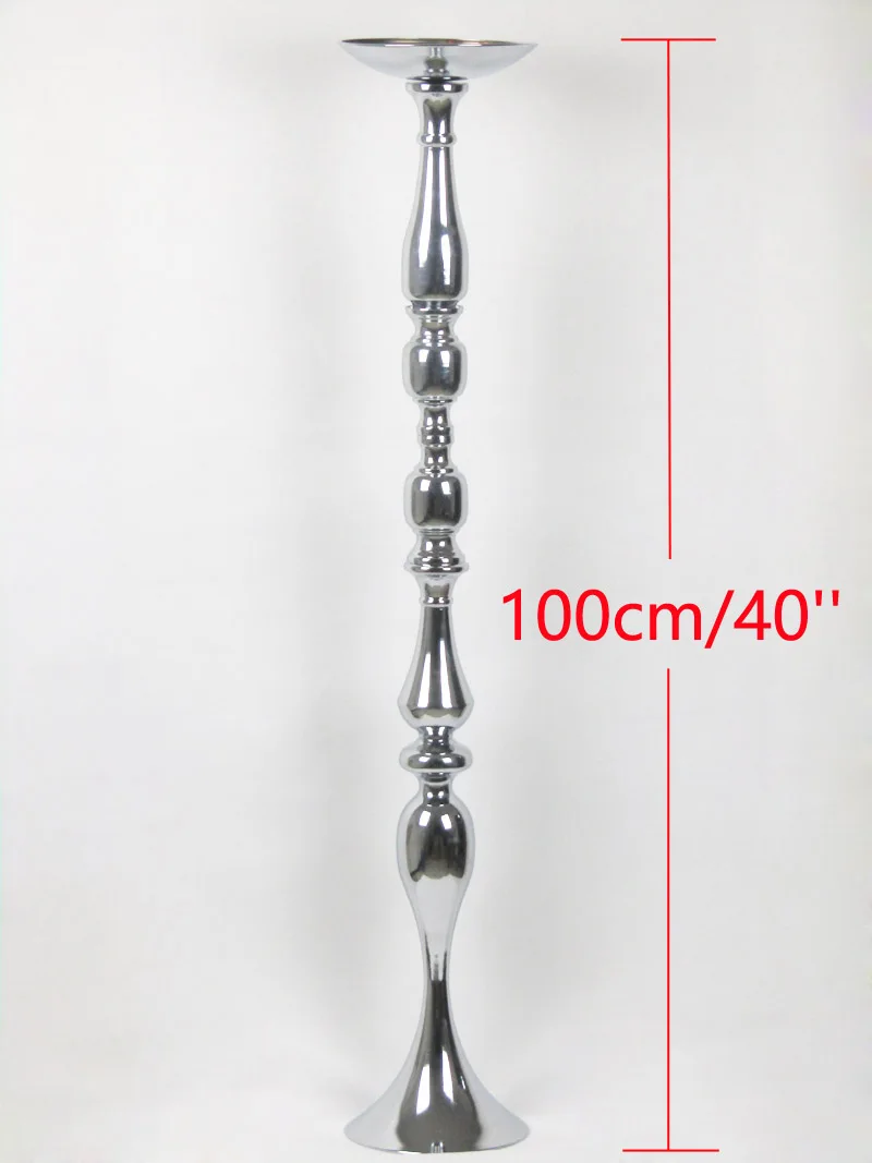Подсвечники цветочные вазы 120 см/48 ''подставка серебряный подсвечник дорога свинец канделябры центр штук свадебные украшения 10 шт./партия