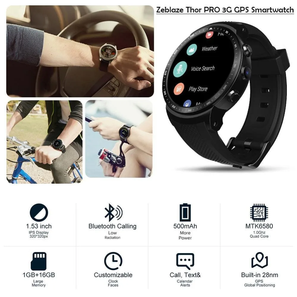 1 5 дюйма красочные Мульти сенсорный экран GPS Смарт часы Тор PRO 3G Smartwatch Android 16 Гб