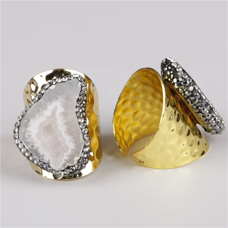 Большие натуральные серые белые стразы geode с кристаллом бусинами открытые