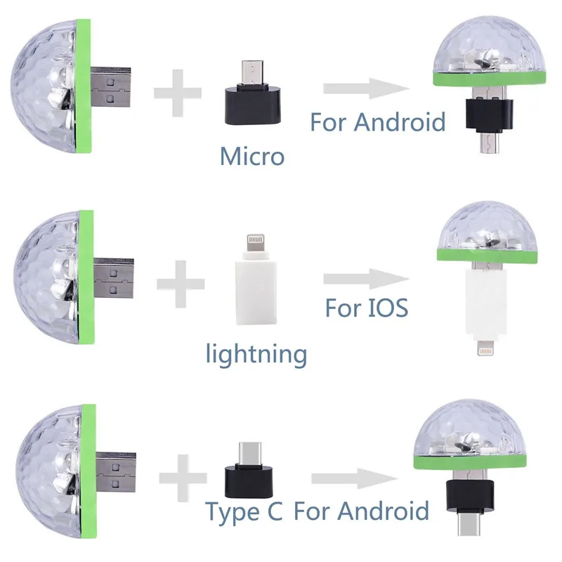 ZjRight USB мини микрофон с разноцветными светодиодными лампами внешний аккумулятор