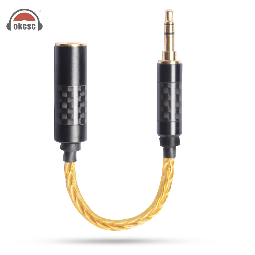 

OKCSC TXJM3F4 OFC Amplifier Adapter Cable 4.4mm Balanced Female to 3.5mm Audio Male Plug 8 Shares Gold Plated for SONY Player