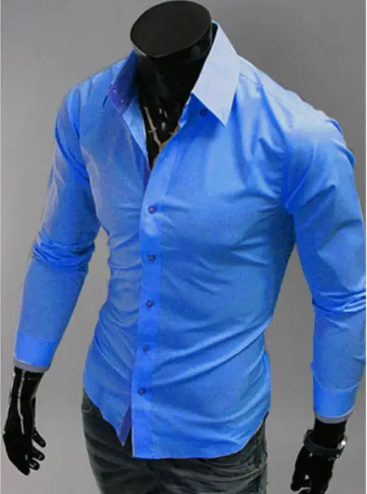 New Fashion Men's Luxury Stylish Casual Dress Shirts Long Sleeve Slim Fit Shirt Men shirt Spring | Мужская одежда