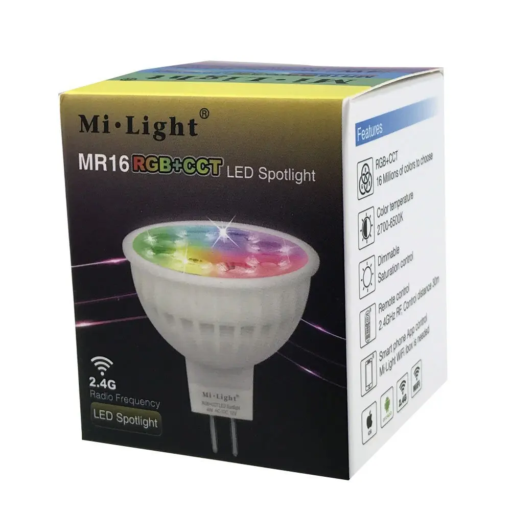 Набор сделай сам 16mi llion цвета 4 шт. X MR16 /GU10 RGB + CCT светодиодная точечная лампа 12 В AC/DC