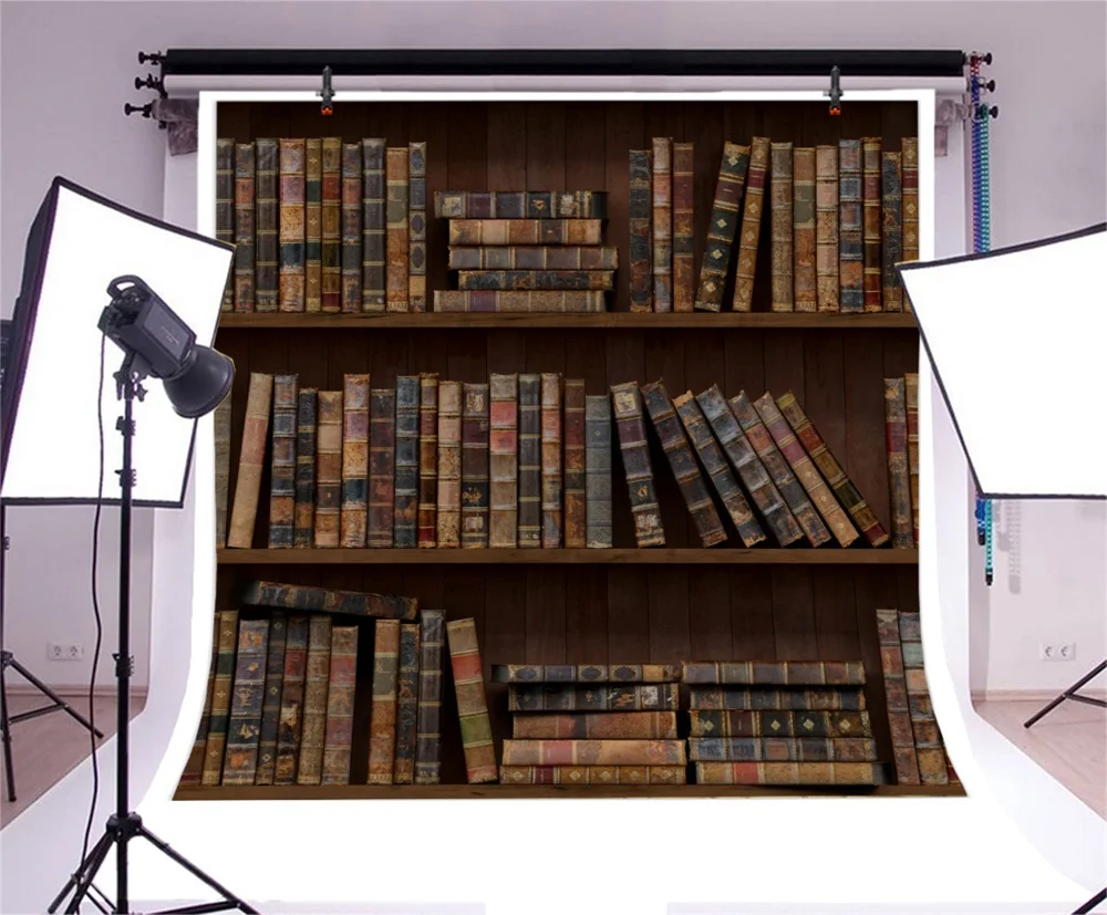 Laeacco Library старая деревянная книжная полка книги для изучения детского портрета Фото фоны для фотосъемки фотосессия Фотостудия