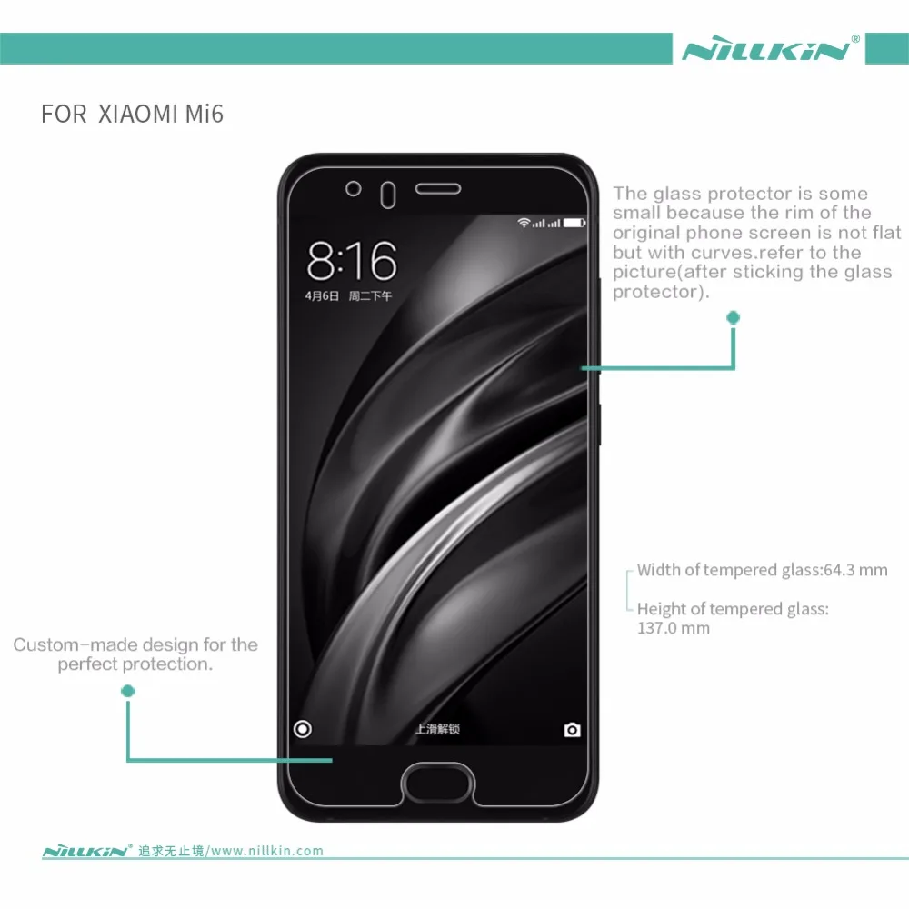 Xiaomi Mi 6 закаленное стекло Xiaomi Mi 6 протектор экрана Nillkin 9H твердость HD прозрачное защитное стекло Flim для Xiaomi Mi 6 M6